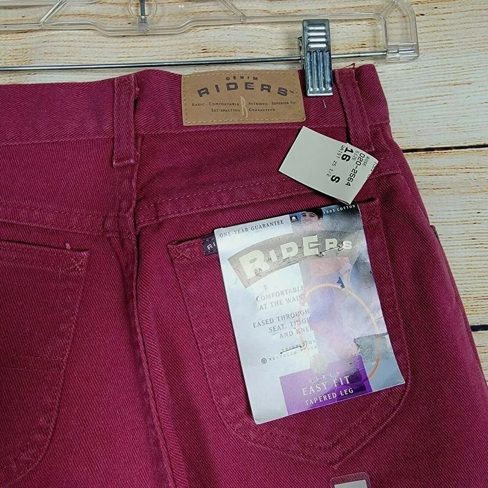 Vintage Lee Riders Jeans Girls Size 16 Slim Easy Fit‎ Rose Red Tapered Leg Mom
